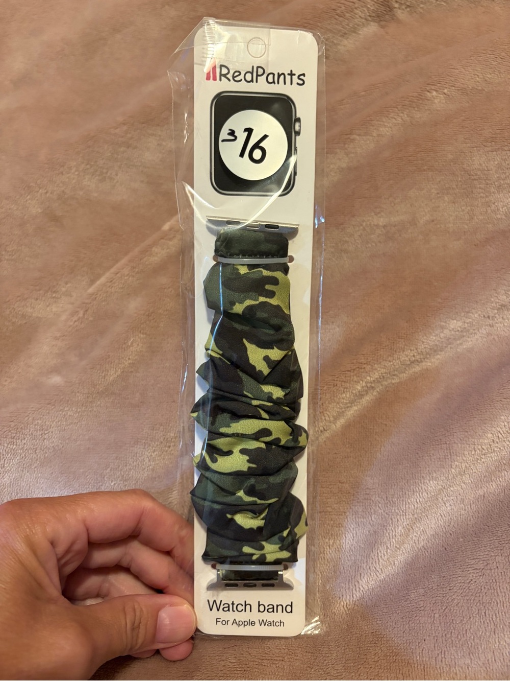 RedPants Apple Watch Band 42mm Green Camo Scrunchie style